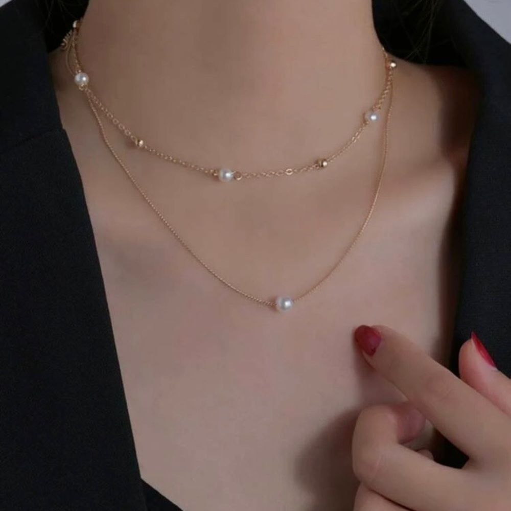Faux Pearl Layered Necklace